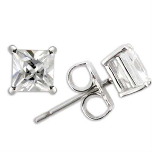 0W159 - Rhodium 925 Sterling Silver Earrings with AAA Grade CZ in Clear - Alamode - Flyclothing LLC