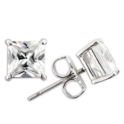 0W160 - Rhodium 925 Sterling Silver Earrings with AAA Grade CZ in Clear - Alamode - Flyclothing LLC