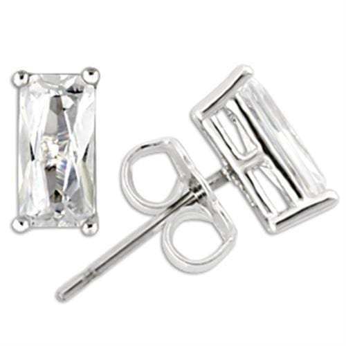 0W162 - Rhodium 925 Sterling Silver Earrings with AAA Grade CZ in Clear - Alamode - Flyclothing LLC
