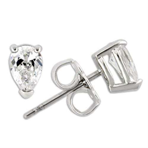 0W163 - Rhodium 925 Sterling Silver Earrings with AAA Grade CZ in Clear - Alamode - Flyclothing LLC
