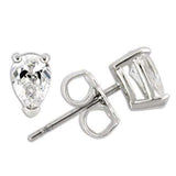 0W163 - Rhodium 925 Sterling Silver Earrings with AAA Grade CZ in Clear - Alamode - Flyclothing LLC