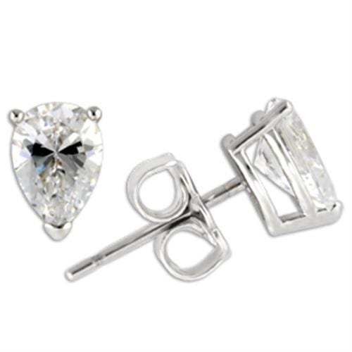 0W164 - Rhodium 925 Sterling Silver Earrings with AAA Grade CZ in Clear - Alamode - Flyclothing LLC