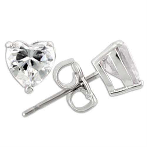 0W166 - Rhodium 925 Sterling Silver Earrings with AAA Grade CZ in Clear - Alamode - Flyclothing LLC