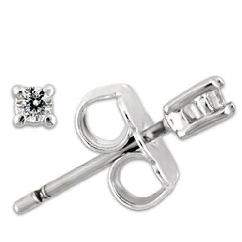 0W168 - Rhodium 925 Sterling Silver Earrings with AAA Grade CZ in Clear - Alamode - Flyclothing LLC