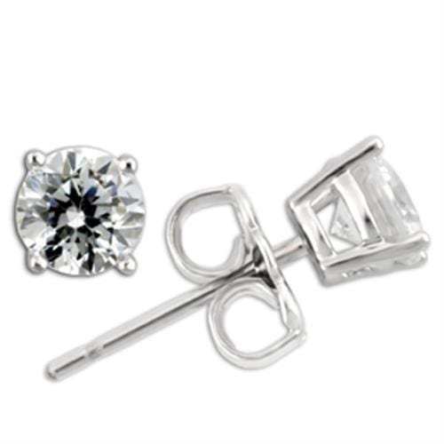 0W171 - Rhodium 925 Sterling Silver Earrings with AAA Grade CZ in Clear - Alamode - Flyclothing LLC