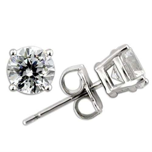 0W172 - Rhodium 925 Sterling Silver Earrings with AAA Grade CZ in Clear - Alamode - Flyclothing LLC