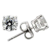 0W172 - Rhodium 925 Sterling Silver Earrings with AAA Grade CZ in Clear - Alamode - Flyclothing LLC