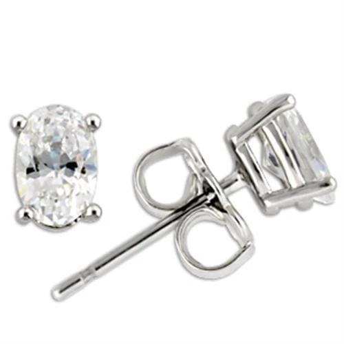 0W174 - Rhodium 925 Sterling Silver Earrings with AAA Grade CZ in Clear - Alamode - Flyclothing LLC
