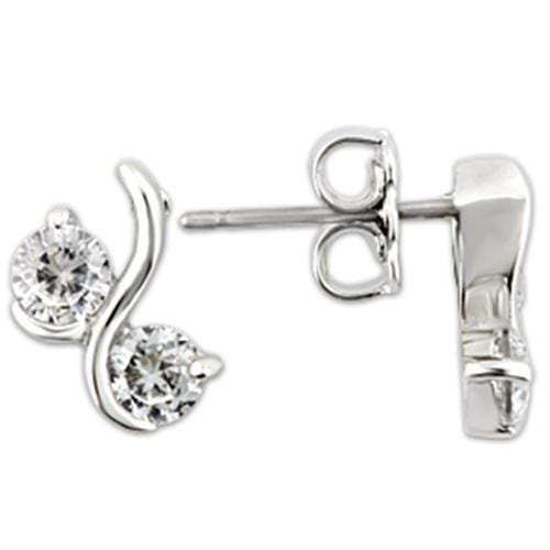 0W176 - Rhodium 925 Sterling Silver Earrings with AAA Grade CZ in Clear - Alamode - Flyclothing LLC