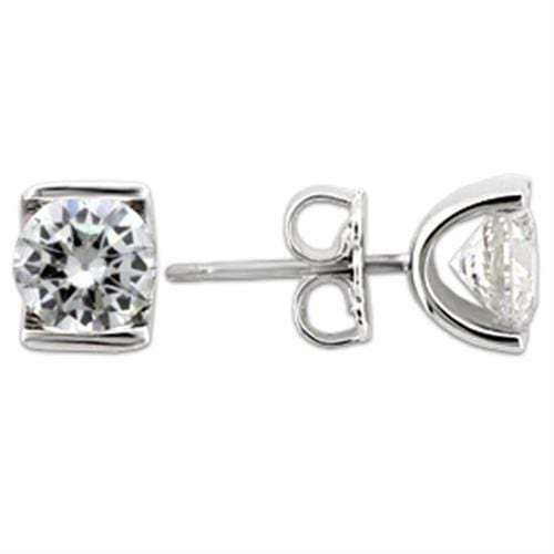 0W178 - Rhodium 925 Sterling Silver Earrings with AAA Grade CZ in Clear - Alamode - Flyclothing LLC