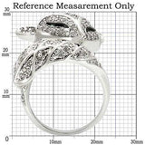 0W185 - Rhodium Brass Ring with AAA Grade CZ in Clear - Alamode - Flyclothing LLC