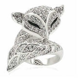 0W185 - Rhodium Brass Ring with AAA Grade CZ in Clear - Alamode - Flyclothing LLC