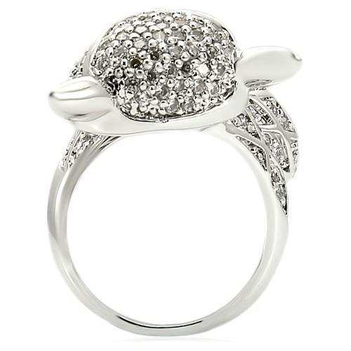 0W185 - Rhodium Brass Ring with AAA Grade CZ in Clear - Alamode - Flyclothing LLC