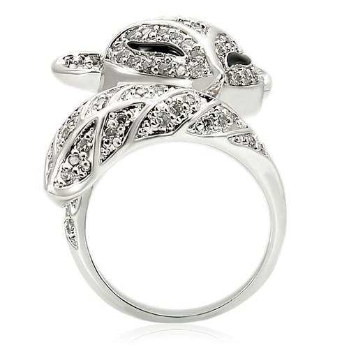 0W185 - Rhodium Brass Ring with AAA Grade CZ in Clear - Alamode - Flyclothing LLC
