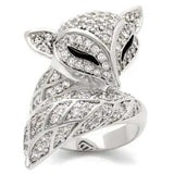 0W185 - Rhodium Brass Ring with AAA Grade CZ in Clear - Alamode - Flyclothing LLC