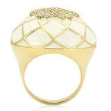 0W206 - Gold Brass Ring with AAA Grade CZ in Clear - Alamode - Flyclothing LLC