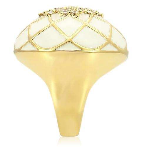 0W206 - Gold Brass Ring with AAA Grade CZ in Clear - Alamode - Flyclothing LLC