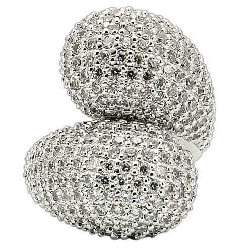 0W216 - Rhodium Brass Ring with AAA Grade CZ in Clear - Alamode - Flyclothing LLC