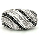 0W224 - Rhodium + Ruthenium Brass Ring with AAA Grade CZ in Jet - Alamode - Flyclothing LLC
