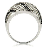 0W224 - Rhodium + Ruthenium Brass Ring with AAA Grade CZ in Jet - Alamode - Flyclothing LLC