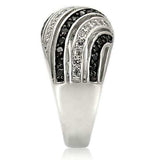 0W224 - Rhodium + Ruthenium Brass Ring with AAA Grade CZ in Jet - Alamode - Flyclothing LLC