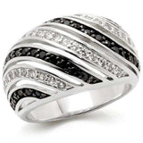 0W224 - Rhodium + Ruthenium Brass Ring with AAA Grade CZ in Jet - Alamode - Flyclothing LLC