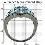 0W235 - Ruthenium Brass Ring with Top Grade Crystal in Sea Blue - Alamode - Flyclothing LLC