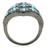 0W235 - Ruthenium Brass Ring with Top Grade Crystal in Sea Blue - Alamode - Flyclothing LLC