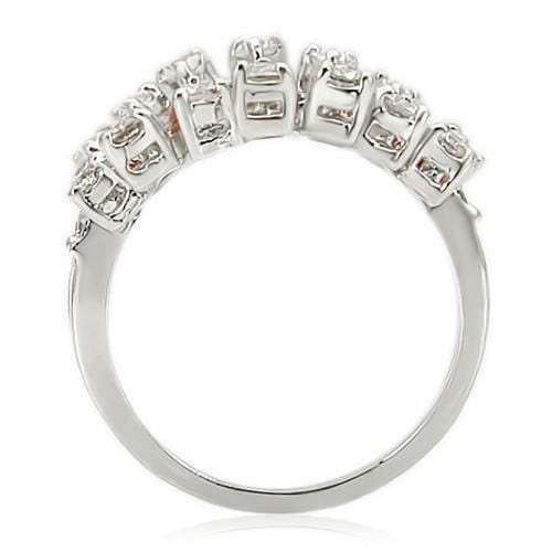 0W241 - Rhodium Brass Ring with AAA Grade CZ in Clear - Alamode - Flyclothing LLC