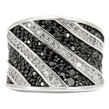 0W242 - Rhodium + Ruthenium Brass Ring with AAA Grade CZ in Jet - Alamode - Flyclothing LLC