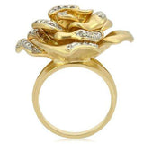 0W250 - Matte Gold & Rhodium Brass Ring with AAA Grade CZ in Clear - Alamode - Flyclothing LLC