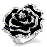 0W252 - Rhodium Brass Ring with Top Grade Crystal in Clear - Alamode - Flyclothing LLC