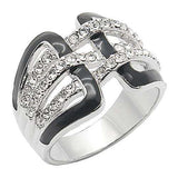 0W258 - Rhodium Brass Ring with AAA Grade CZ in Clear - Alamode - Flyclothing LLC