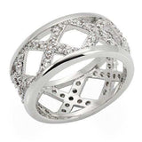 0W266 - Rhodium Brass Ring with AAA Grade CZ in Clear - Alamode - Flyclothing LLC