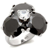 0W269 - Rhodium Brass Ring with AAA Grade CZ in Jet - Alamode - Flyclothing LLC