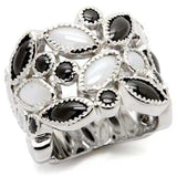 0W272 - Rhodium Brass Ring with Milky CZ in Multi Color - Alamode - Flyclothing LLC
