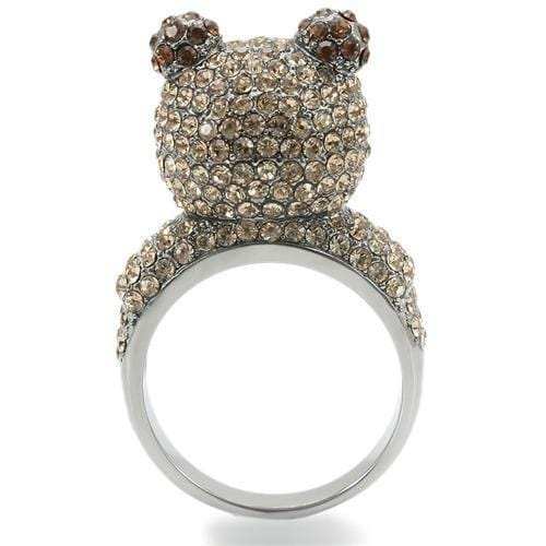 0W279 - Ruthenium Brass Ring with Top Grade Crystal in Multi Color - Alamode - Flyclothing LLC