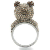 0W279 - Ruthenium Brass Ring with Top Grade Crystal in Multi Color - Alamode - Flyclothing LLC