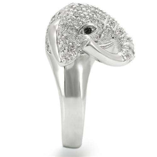 0W280 - Rhodium Brass Ring with Top Grade Crystal in Jet - Alamode - Flyclothing LLC