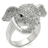 0W280 - Rhodium Brass Ring with Top Grade Crystal in Jet - Alamode - Flyclothing LLC