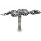 0W282 - Ruthenium Brass Ring with Top Grade Crystal in Jet - Alamode - Flyclothing LLC