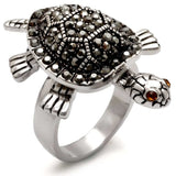 0W285 - Rhodium Brass Ring with Top Grade Crystal in Multi Color - Alamode - Flyclothing LLC