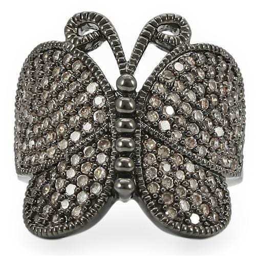 0W290 - Ruthenium Brass Ring with AAA Grade CZ in Champagne - Alamode - Flyclothing LLC