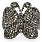 0W290 - Ruthenium Brass Ring with AAA Grade CZ in Champagne - Alamode - Flyclothing LLC