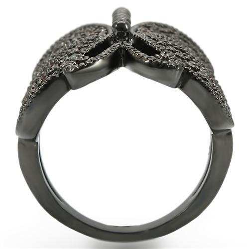 0W290 - Ruthenium Brass Ring with AAA Grade CZ in Champagne - Alamode - Flyclothing LLC