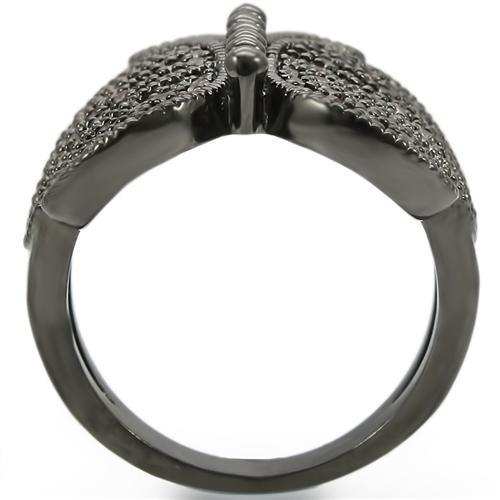 0W290 - Ruthenium Brass Ring with AAA Grade CZ in Champagne - Alamode - Flyclothing LLC