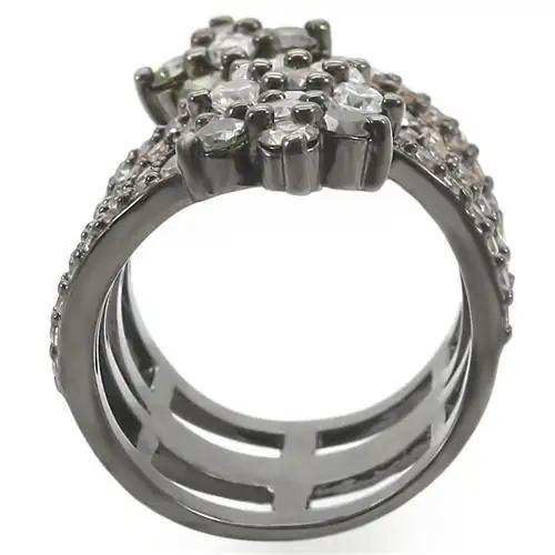 0W293 - Ruthenium Brass Ring with AAA Grade CZ in Multi Color - Alamode - Flyclothing LLC