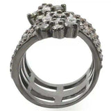 0W293 - Ruthenium Brass Ring with AAA Grade CZ in Multi Color - Alamode - Flyclothing LLC