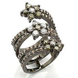 0W293 - Ruthenium Brass Ring with AAA Grade CZ in Multi Color - Alamode - Flyclothing LLC