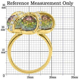 0W299 - Gold Plated Brass Ring with Top Grade Crystal in Multi Color - Alamode - Flyclothing LLC